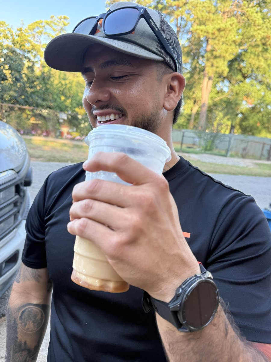 Christopher with an iced coffee